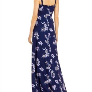 Blue, floral print, tie strap dress in US size 4. Very light weight and cute.